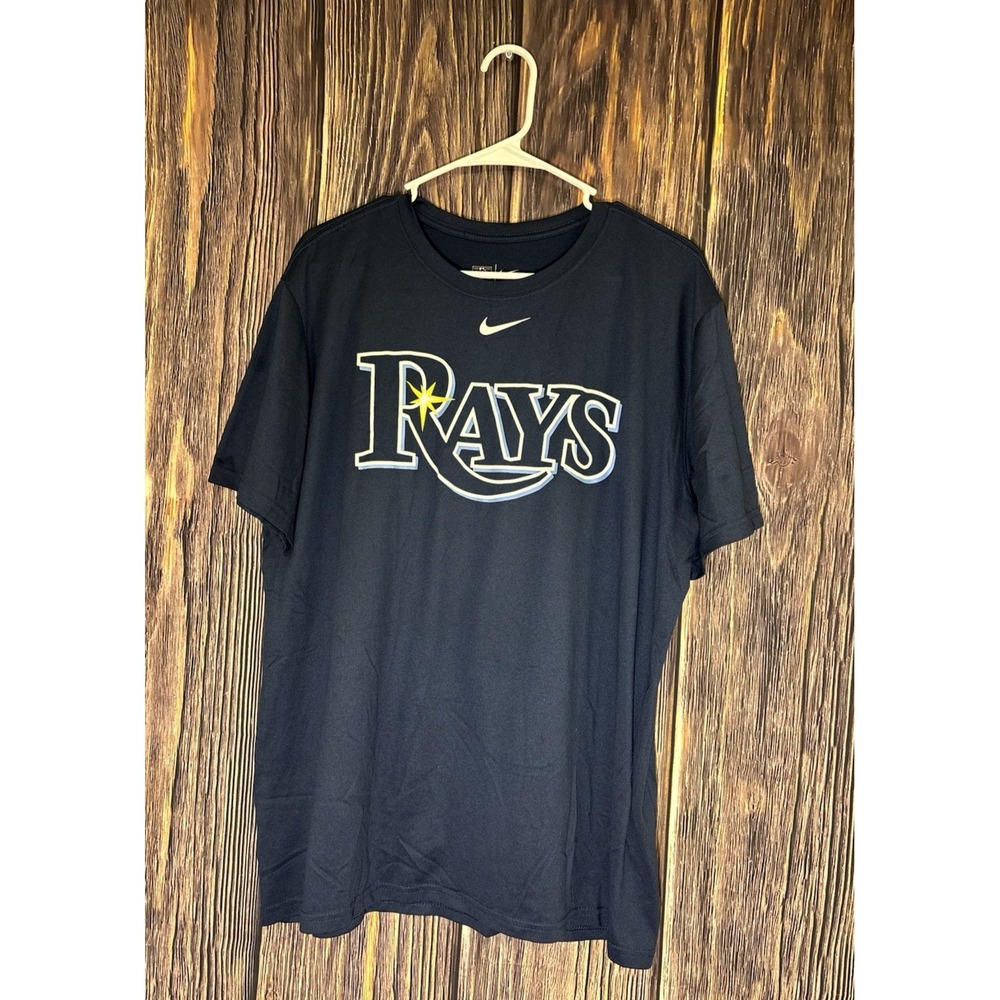 Nike Mens T-Shirt   XL Black Baseball Tampa Bay Rays MLB Fan Apparel Tee